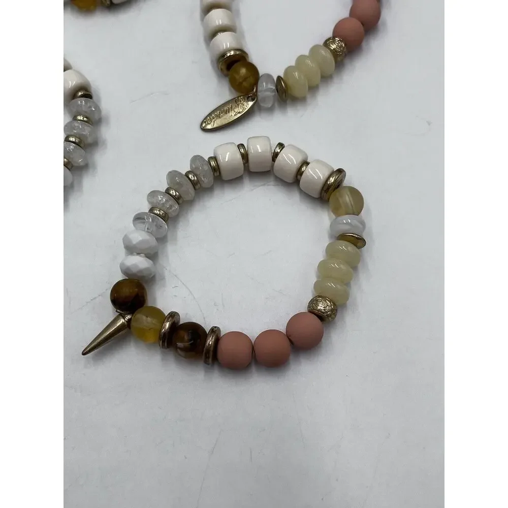 Plunder Design Kiss Me Set of Four Retired peach, cream and gold beads‎ Bracelet